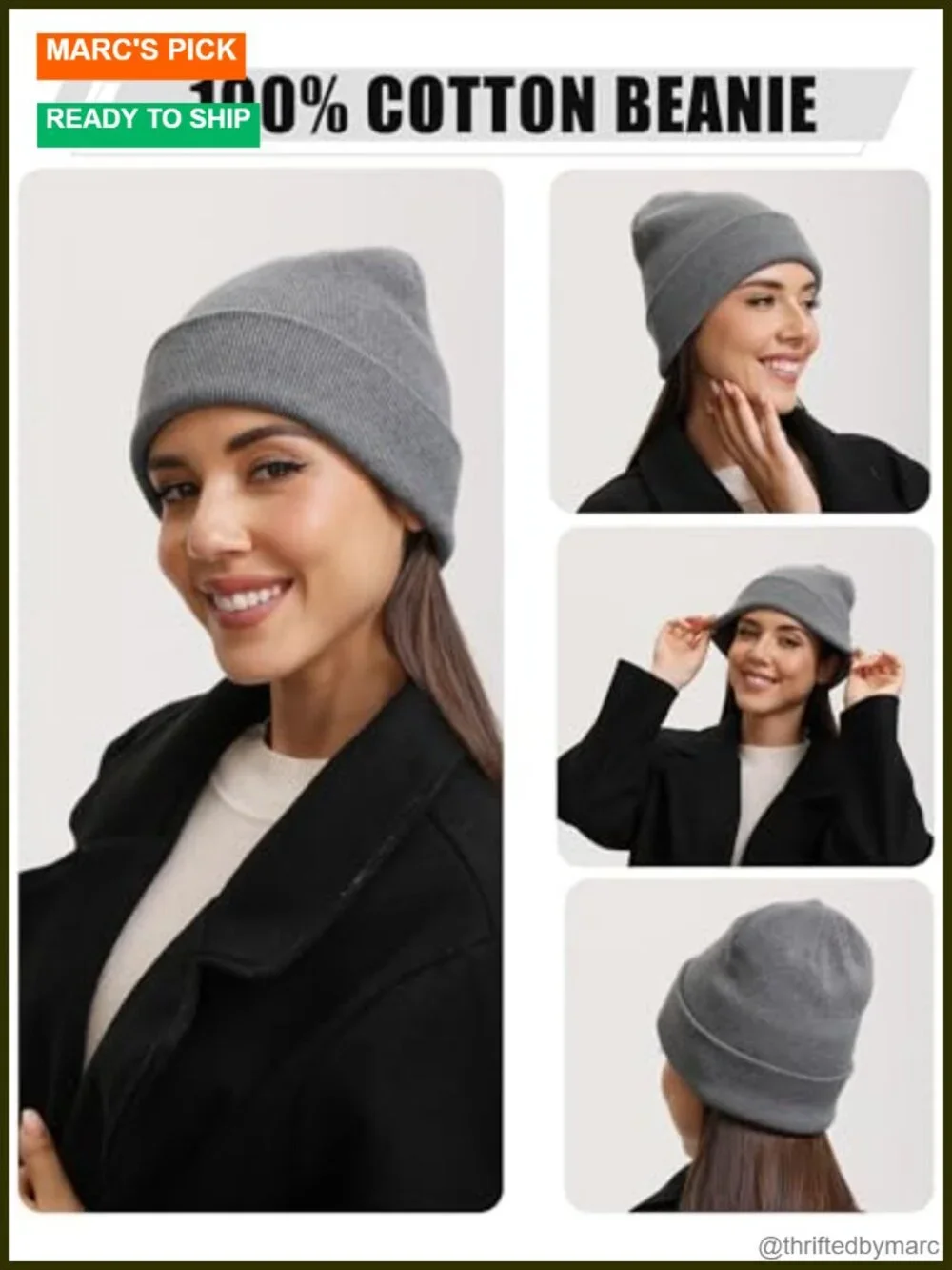 100% Cotton Ultra Soft Winter Knit Beanie Hat Cuffed Fisherman Skull Cap
